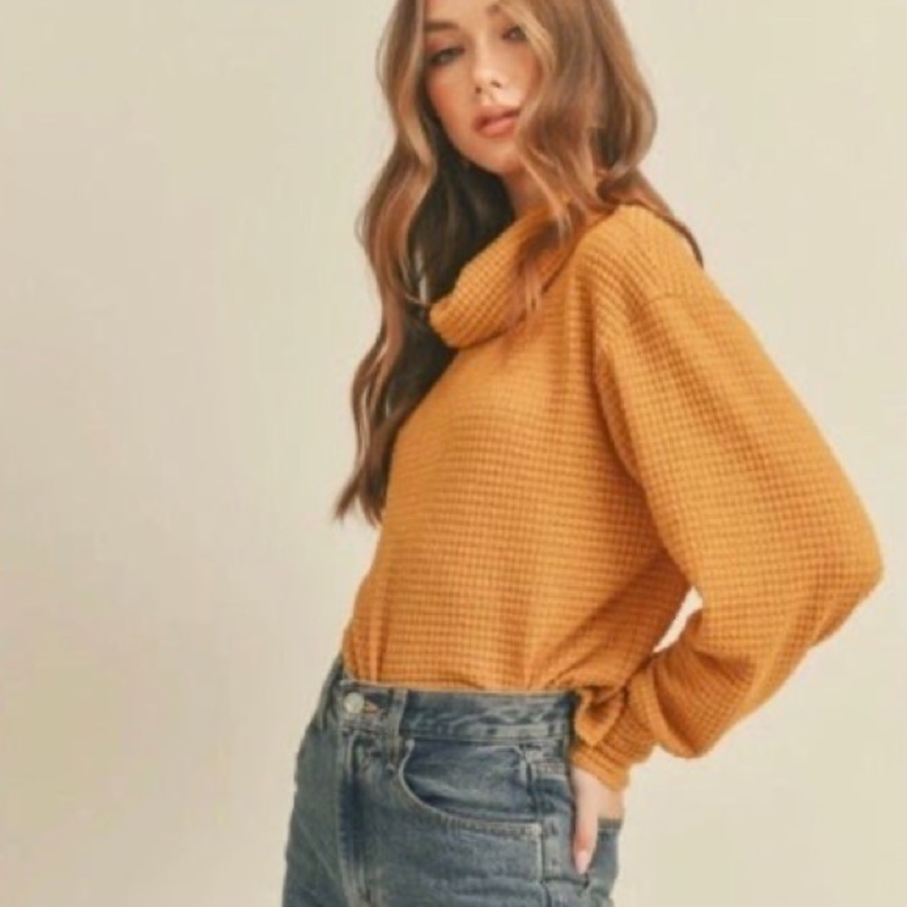 (B22) Free People Juicy Long Sleeve Open Back Waffle Knit Top - Canyon Moon, NWT